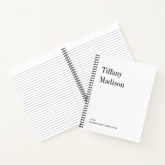 Minimale Monogramm-Schwarz-Weiß-Eigenname Jahr Notizbuch (Innenseite)