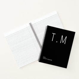 Minimale Monogramm-Schwarz-Weiß-Eigenname Jahr Notizbuch