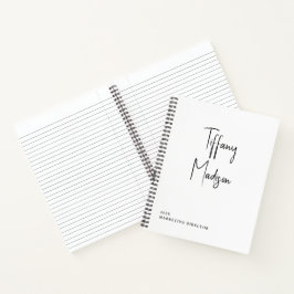 Minimale Monogramm-Schwarz-Weiß-Eigenname Jahr Notizbuch