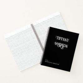 Minimale Monogramm Schwarz-Weiß Gothic Name Jahr Notizbuch