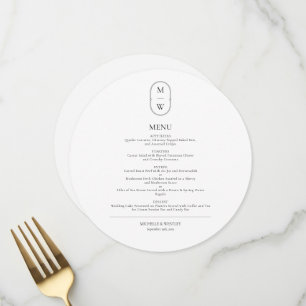 Minimale Monogramm Schwarz/Weiß Hochzeit Menükarte