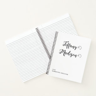 Minimale Monogramm-Schwarz-Weiß-Name Jahr benutzer Notizbuch