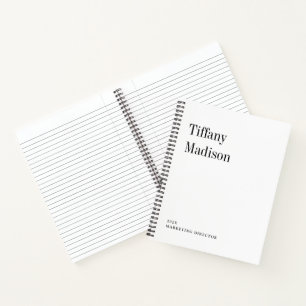 Minimale Monogramm-Schwarzweiß-Einzelname Jahr Notizbuch