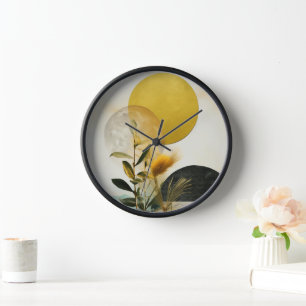 Minimale Natur-Illustrationswanduhr Uhr