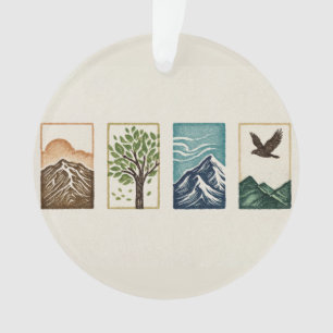 Minimale Natur-Set – Berg- und Baum-Kunst Ornament