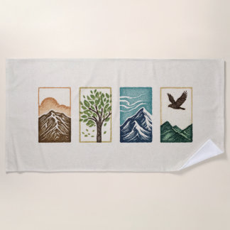 Minimale Natur-Set – Berg- und Baum-Kunst Strandtuch