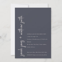 Minimale Navy Blush Black Moderne Script-Verlobung Einladung