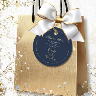 Minimale Navy-Hintergrund Weiß Gold Schrift Elegan Geschenkanhänger