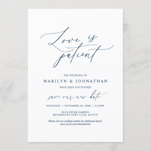 Minimale Navy, Liebe ist geduldig, Hochzeit versch Einladung