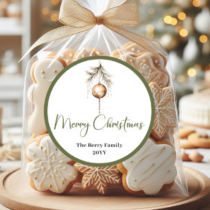 Minimale neutrale Weihnachtsfamilien-Name-Sticker- Runder Aufkleber