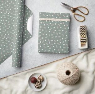 Minimale neutrale, weiße Floral-Daisien auf der Eb Geschenkpapier