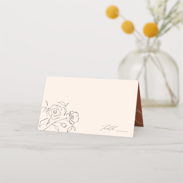 Minimale neutrale, zarte Hochzeit der bildenden Kü Platzkarte (Vorderseite)