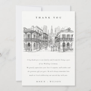 Minimale New Orleans Louisiana Skizze Hochzeit Dankeskarte