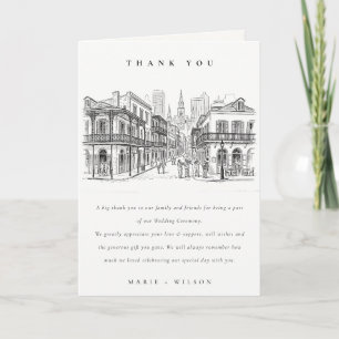 Minimale New Orleans Louisiana Skizze Hochzeit Dankeskarte