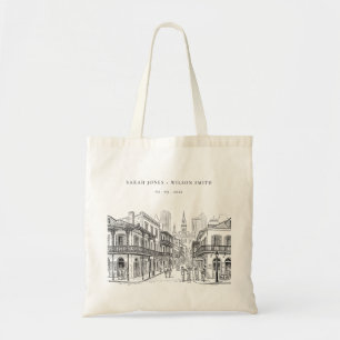 Minimale New Orleans Louisiana Skizze Hochzeit Tragetasche