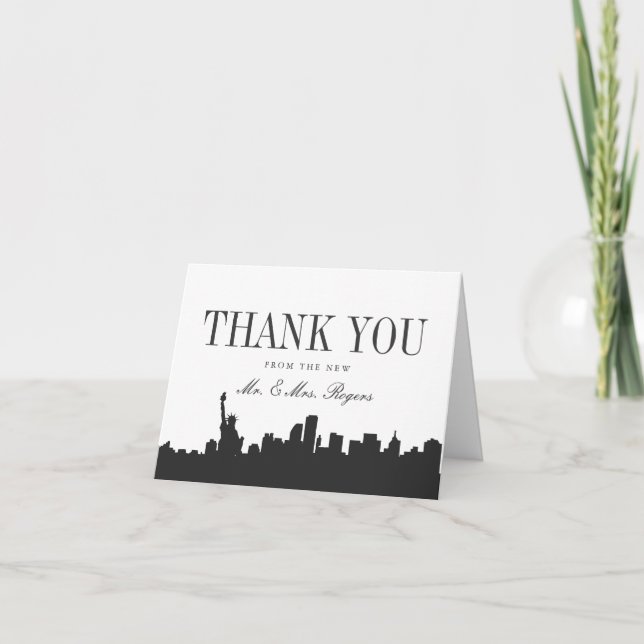 Minimale New- Yorkhochzeit danken Ihnen Dankeskarte (Vorderseite)