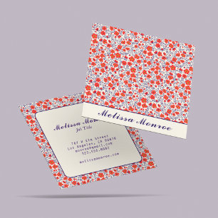 Minimale Niedliche kleine rote Blume Typografie Quadratische Visitenkarte