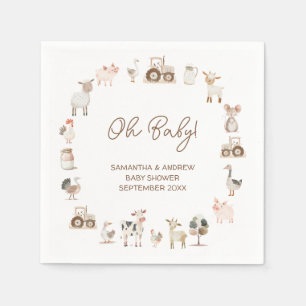 Minimale Niedliche Landtiere Barnyard Baby Dusche Serviette