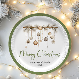 Minimale nordische Weihnachts-Schrift Familien Nam Pappteller
