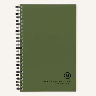 Minimale Olive Black Classic Monogramm Notizbuch