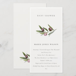 Minimale Olive Branch Foliage Baby Dusche einladen Dankeskarte