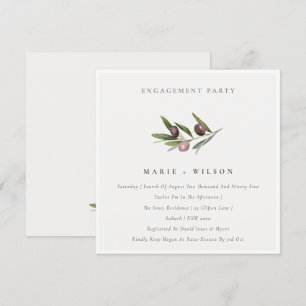Minimale Olive Branch Foliage Verlobung einladen Dankeskarte