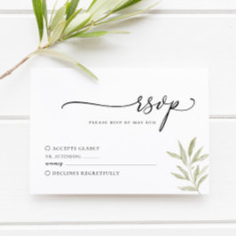 Minimale Olive Branch Wedding RSVP Card Karte
