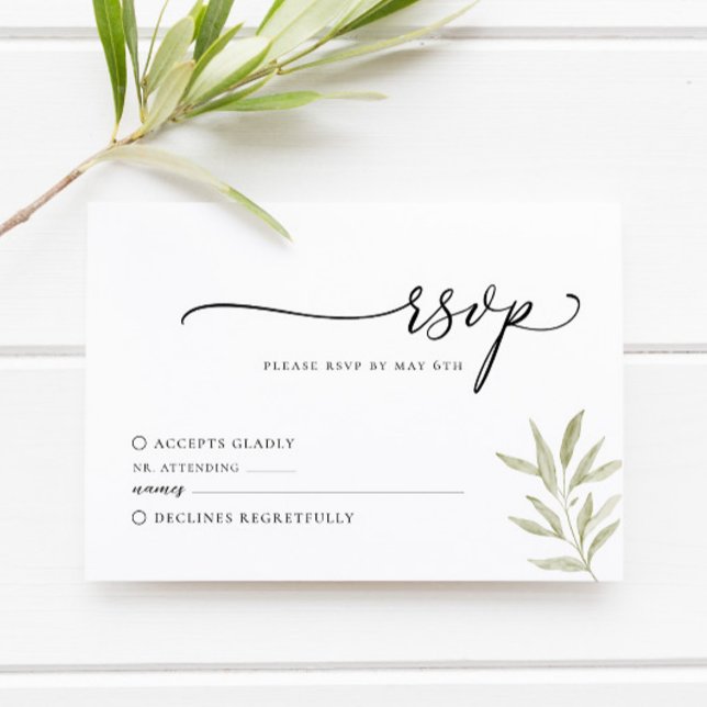 Minimale Olive Branch Wedding RSVP Card Karte (Von Creator hochgeladen)