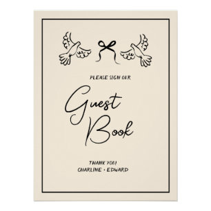 Minimale Olive- und Rosé-Hochzeitsgästebuch Poster