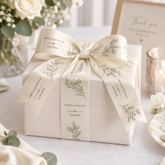 Minimale Olivenzweig-Hochzeit mit individuellen Na Ripsband