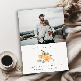 Minimale Orange Botanical Foto Save the Date Karte