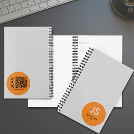 Minimale Orange Dot Initials Graue Ernennung Planer