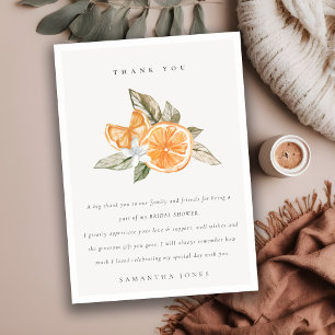 Minimale Orange Lemon Botanische Boho Hochzeitstor Dankeskarte