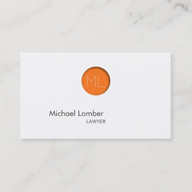 Minimale orange Punkt-Monogramm-Visitenkarte Visitenkarte (Vorderseite)