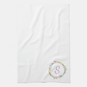 Minimale Osterkrone mit Monogramm und Ostereiern Geschirrtuch