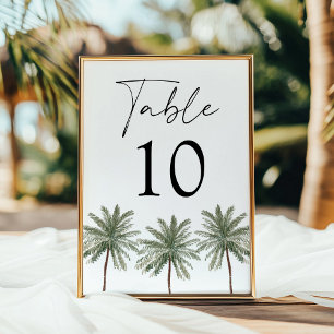Minimale Palmbaum-Hochzeitstisch-Nummernkarte