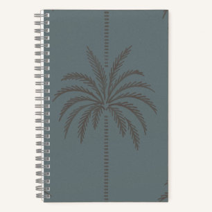 Minimale Palmbaum-Muster Blau Grau Tropisch Notizbuch
