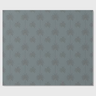 Minimale Palme Baum Muster Blau Grau Tropisch  Geschenkpapier