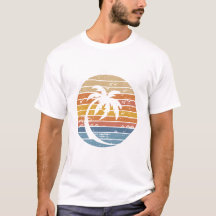 Minimale Palme Sonnenuntergang Retro-Kreis-Grafik