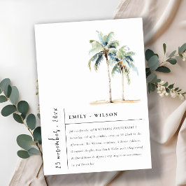 Minimale Palmen tropische Hochzeit Jahrestag Einladung