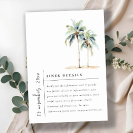 Minimale Palmen Tropische Hochzeiten Details Begleitkarte