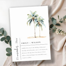 Minimale Palmen Wasserfarbe Tropische Hochzeit