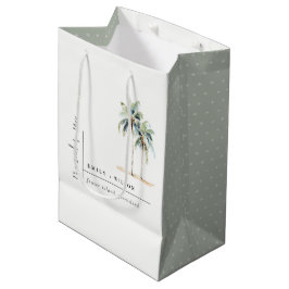 Minimale Palmen Wasserfarbe Tropische Hochzeit Mittlere Geschenktüte