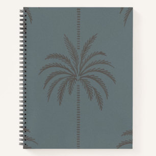 Minimale Palmenbaum-Muster Blau Grau Tropisch Notizbuch