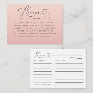 Minimale Peach & Pink Ombre Rezeptkarte Begleitkarte