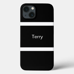 Minimale personalisierte Schwarz-Weiß-Gestreifte Case-Mate iPhone Hülle