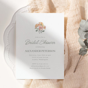 Minimale Pfingstrosen-Blumen-Brautparty Elegantes Einladung