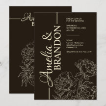 Minimale Pfingstrosen-Hochzeitseinladung Elegant