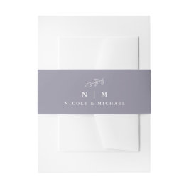 Minimale Pflanze Leaf Soft Violet Hochzeit Einladungsbanderole