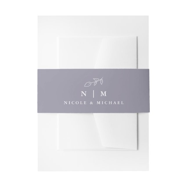 Minimale Pflanze Leaf Soft Violet Hochzeit Einladungsbanderole (Vorderseite Beispiel)
